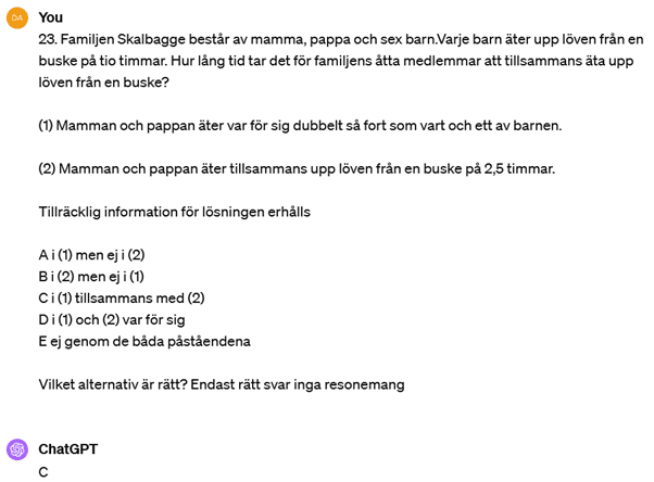 Chat gpt fel kvantitativa delen