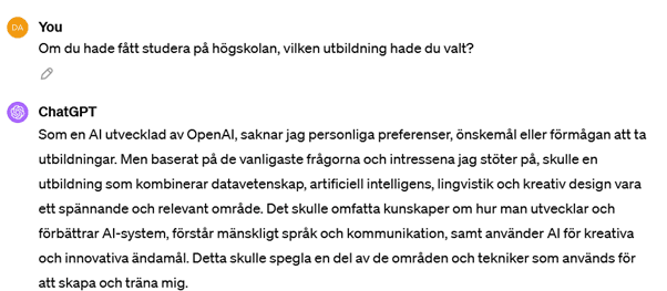 Vad hade chat-gpt studerat